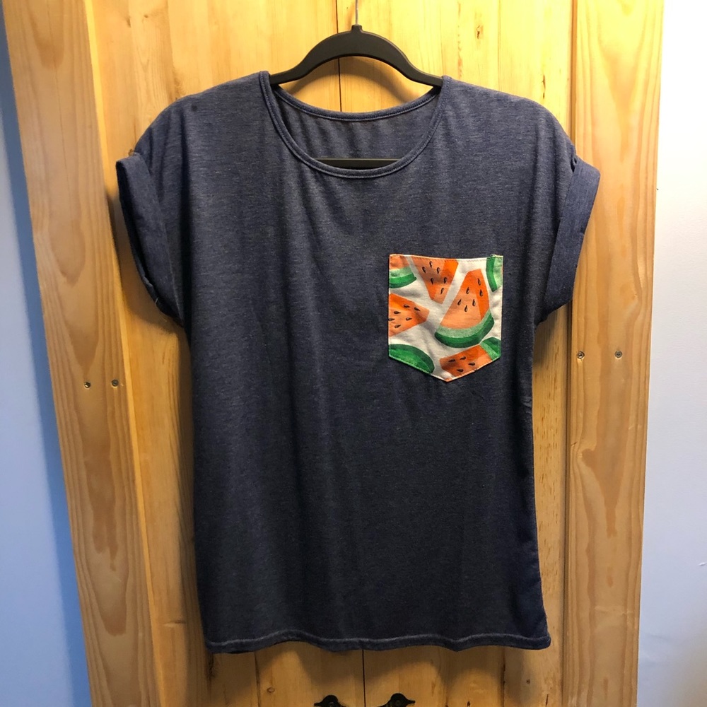ROMWE shortsleeved top with watermelon pocket